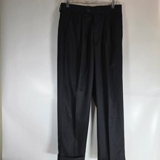 Alan Flusser Golf Pants Mens 32x30 Black Pleated Cuffed No Iron Nwt picture