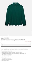 Whim Light-weightdark Green Merino Long Sleeve Golf Shirt Large picture