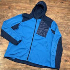 Under Armour Full Zip Jacket Ribbed Fitted Mens ColdGear 2XL Blue 2 Tone Pockets picture
