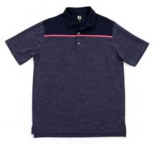 FootJoy Polo Shirt Men's Large Blue Pink Space Dye Block Lisle Self Collar FJ picture