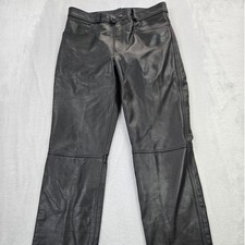 Z1r Black Leather Pants Mens Size 34 X 31 Motorcycle Riding Black Leather Pants picture