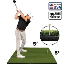 USA-Made 5'x5' Nylon Golf Hitting Mat - Shock-Absorbing Foam - Holds Wooden Tees picture