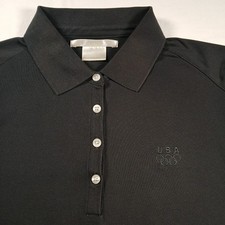 Vintage Nike Golf Polo Medium Womens Black Dri-fit Stretch Embroidered Logo picture