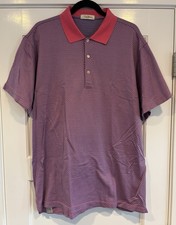Peter Millar Golf Polo Purple Geometric Pink Collar Excellent Condition Size L picture