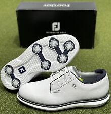 NEW FootJoy 2024 Traditions Leather Golf Shoes 57938 White/Navy - Choose Size picture