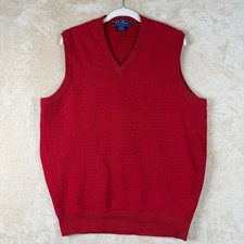 Alan Flusser Golf Men's Red V-Neck Textured Cotton Sweater Vest XL picture