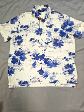 Polo Golf Ralph Lauren Men's Polo Shirt Xl White/blue Floral Short Sleeve Xl Tg picture