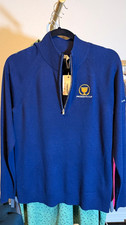 Peter Millar Women’s 1/4 Zip 100% Merino Wool Mock Neck Golf Sweater Navy M picture