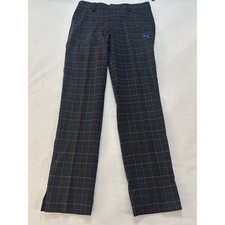 Puma Golf Pants Men'sBlack Teal 32x32 Dry Cell Windowpane Plaid Performance picture