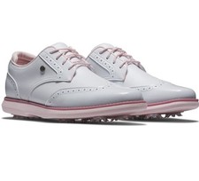 Footjoy Womens Traditions Wing Tip Golf Shoes 97932 White /pink Size 9 (m) New picture