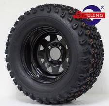 Golf Cart 12" Black Steel Wheels/rims And 23" All Terrain Tires (set Of 4)  picture