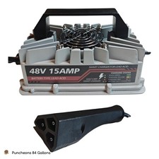 15 Amp 48 Volt Golf Cart Battery Smart Charger for 3-Pin EZGO RXV TXT Lead Acid picture
