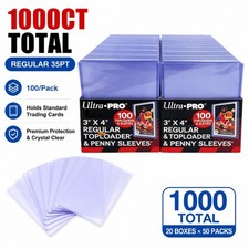 Ultra Pro 3" X 4" Regular 35pt Toploader & Soft Sleeves Sport Cards 1000ct picture