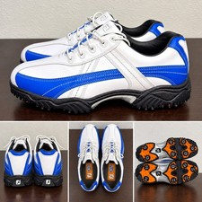 FootJoy Contour Series Mens 8M Golf Shoes White Blue Leather Spiked 54102 picture